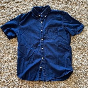 Men navy short sleeve button down